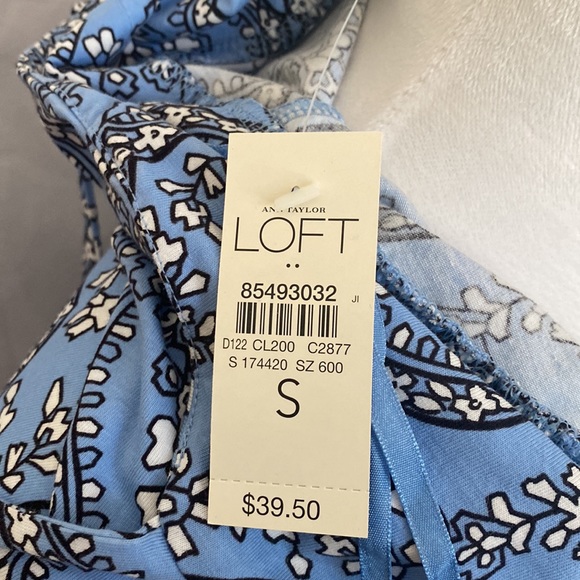 NWT Ann Taylor Loft Empire Waist Blue Print Strappy Dress - Picture 5 of 8